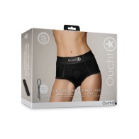 Tanga con Vibración Strap-On Ouch Negro XS/S