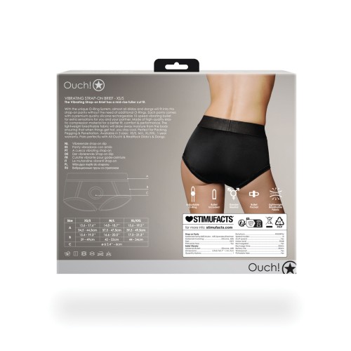 Tanga con Vibración Strap-On Ouch Negro XS/S