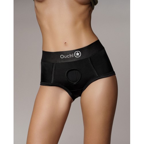 Tanga con Vibración Strap-On Ouch Negro XS/S