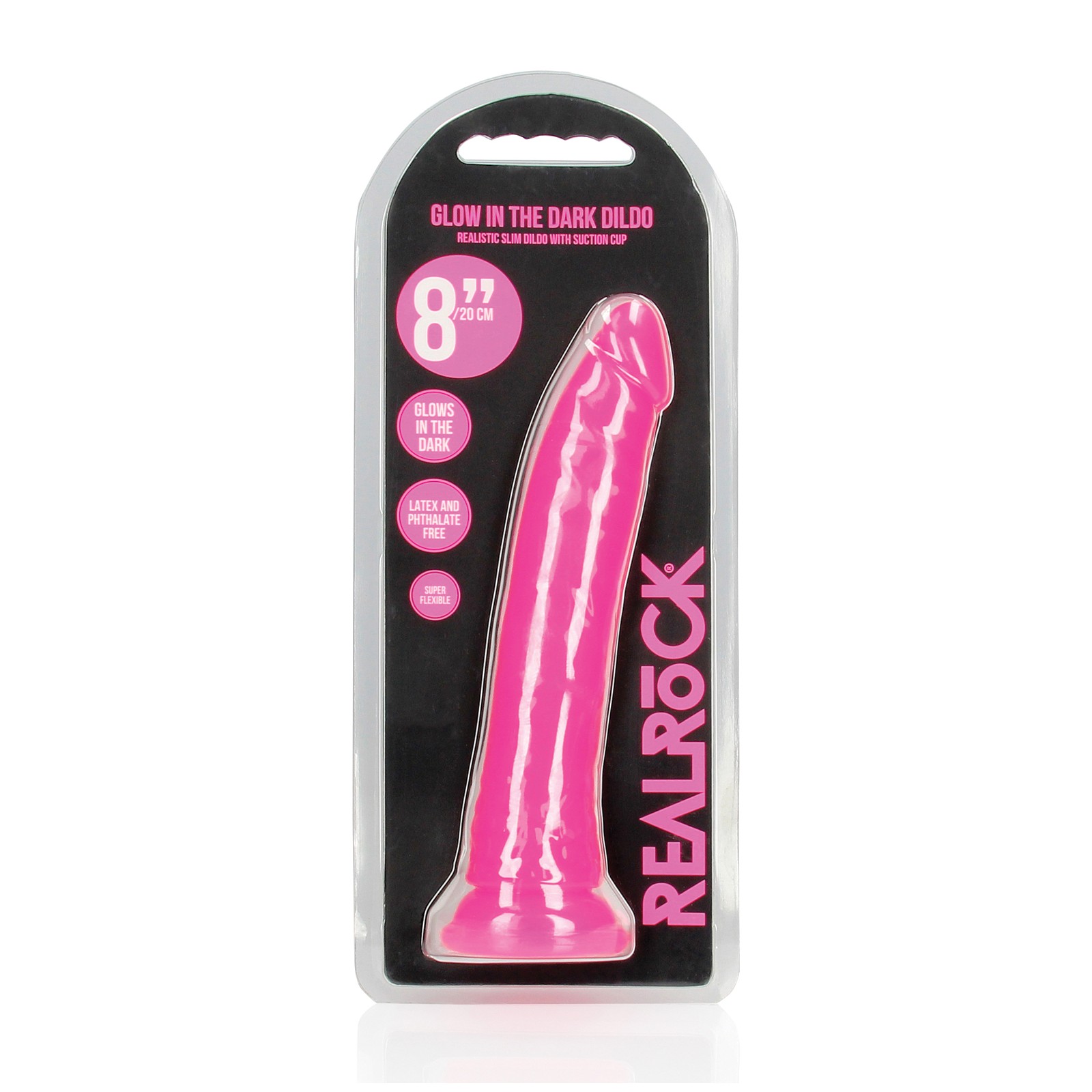 Dildo Slim RealRock 8 Rosa Neón