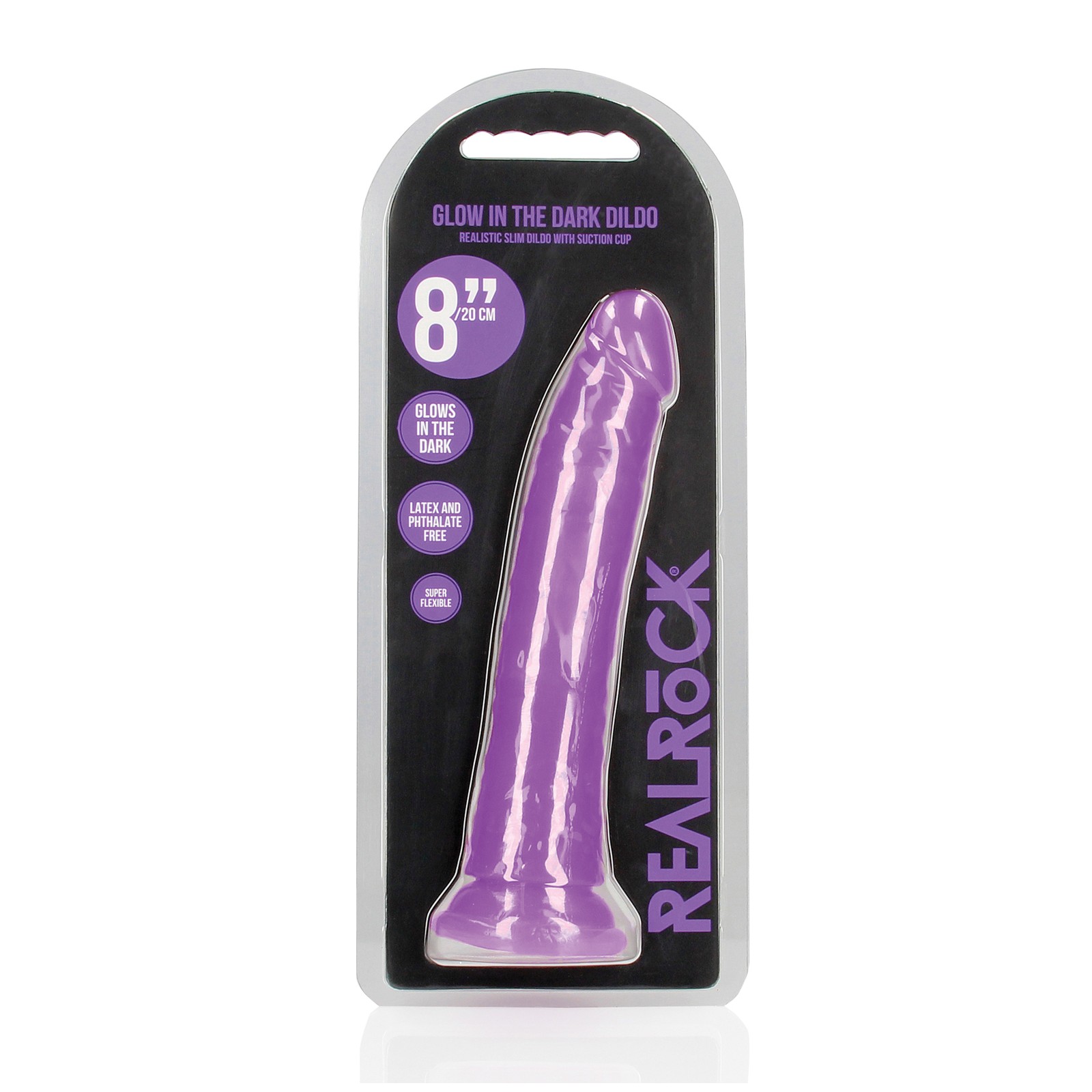 RealRock 8 inch Slim Glow in the Dark Dildo