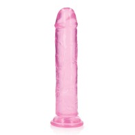 Shots RealRock Crystal Clear 9 Inch Straight Dildo with Suction Cup Pink