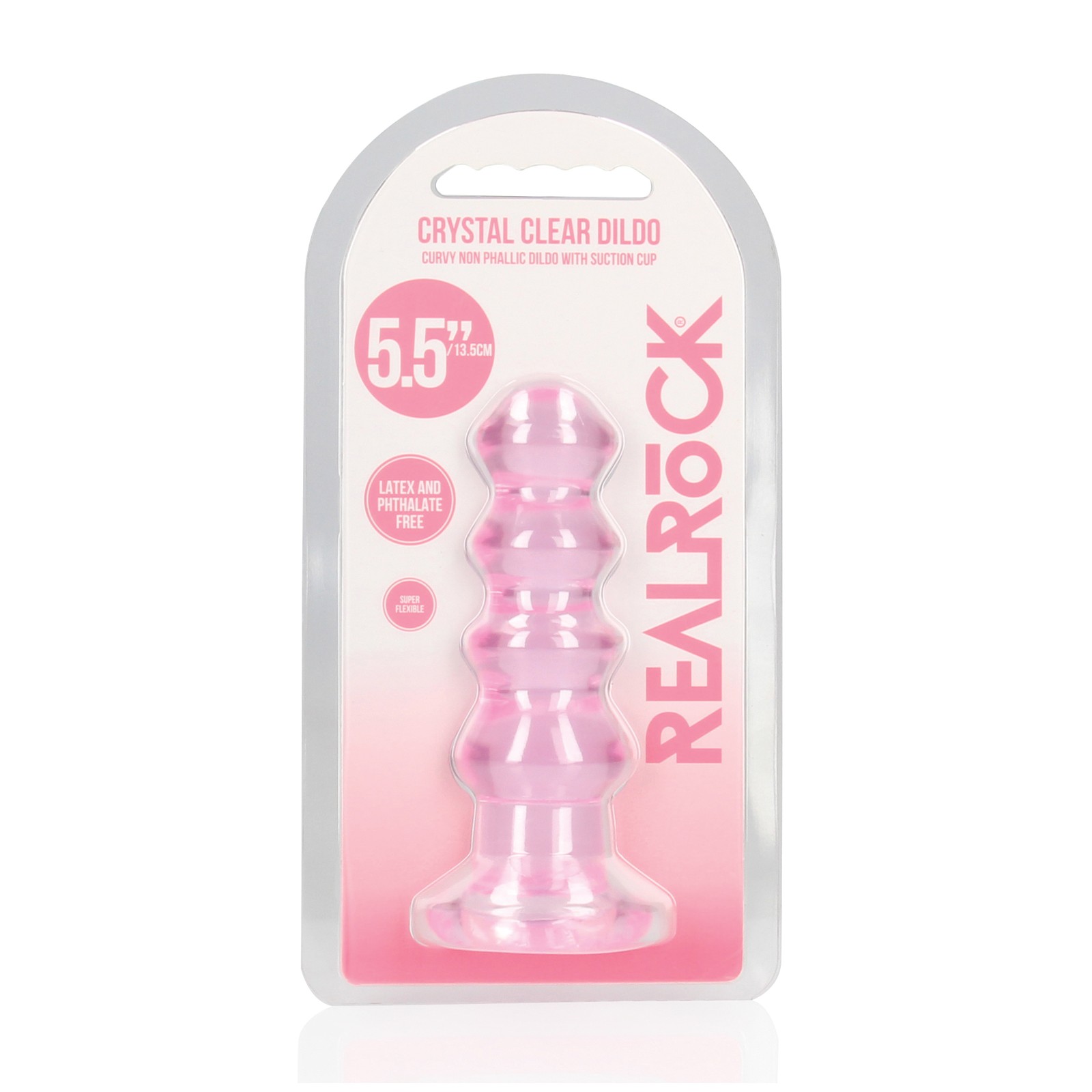 Shots RealRock Clear Curvy Dildo Butt Plug Pink