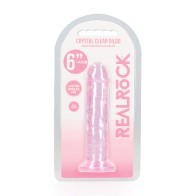 Shots RealRock 6" Clear Dildo with Suction Cup Pink