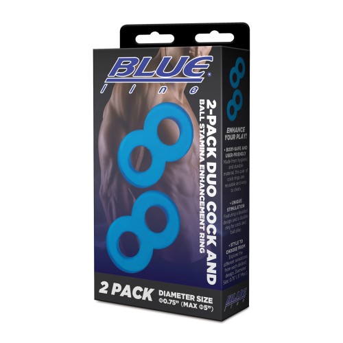 Blue Line Dual Stamina Enhancement Cock & Ball Rings Pack of 2