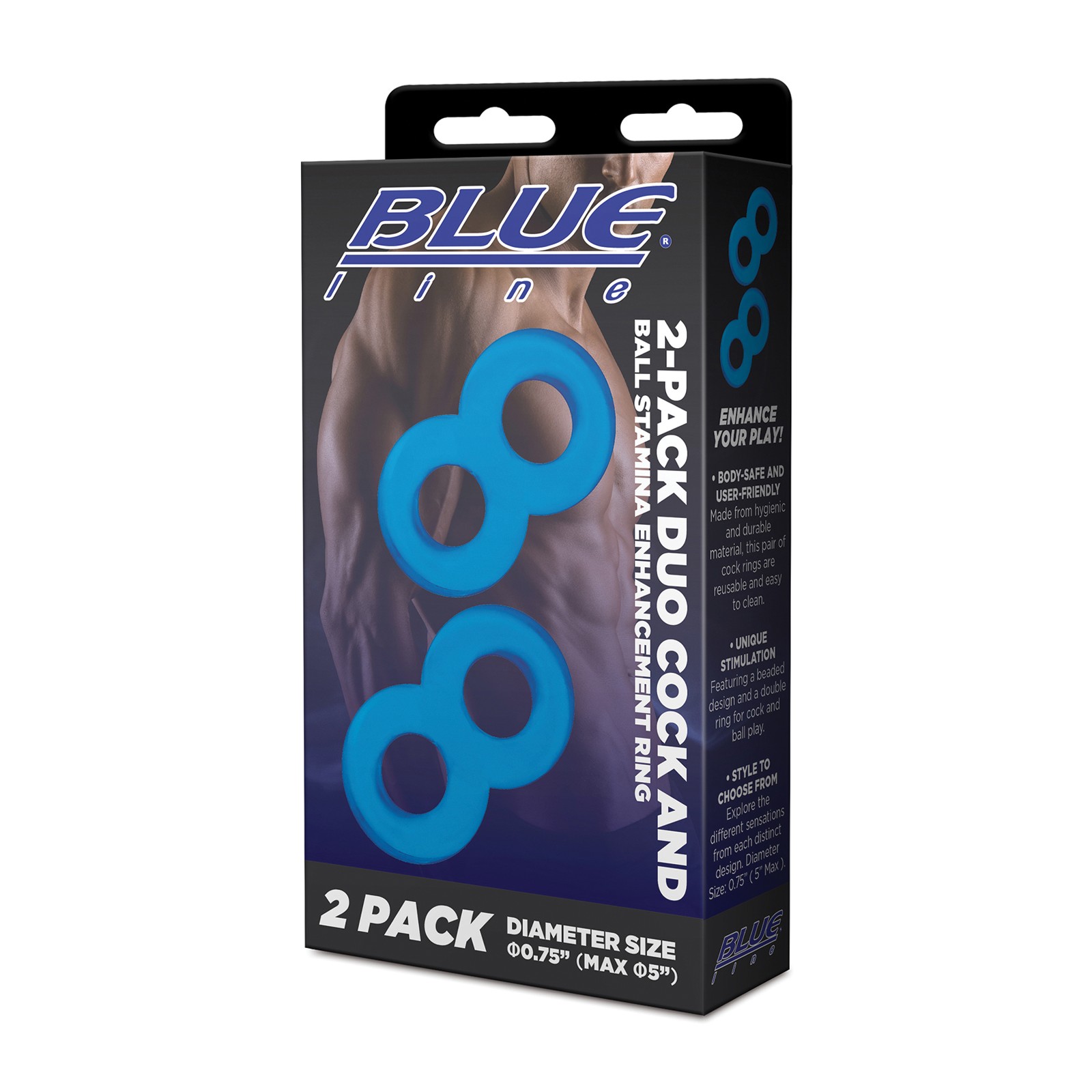 Blue Line Dual Stamina Enhancement Cock & Ball Rings Pack of 2