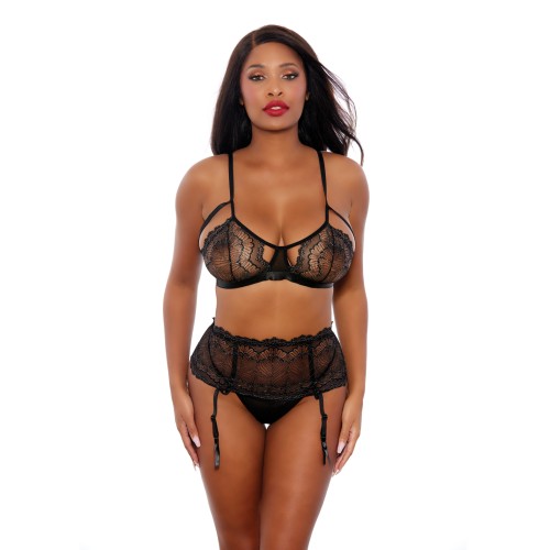 Two Tone Scalloped Lace Bra Set for Seductive Style