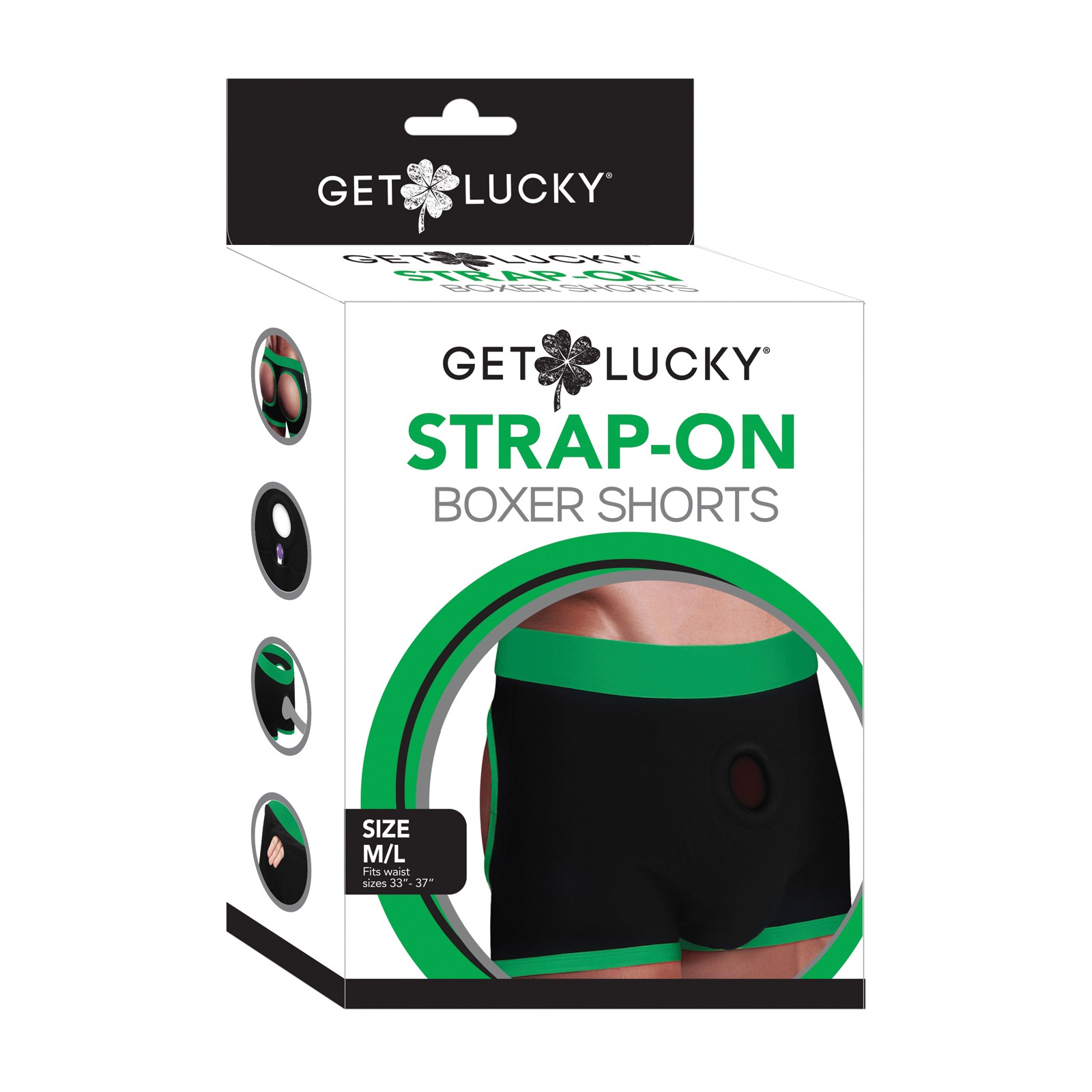 Get Lucky Strap On Boxers - M-L Black/Green