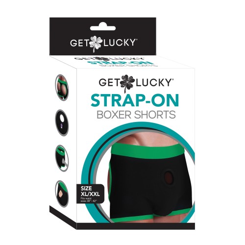 Get Lucky Strap-On Boxer Shorts XL-XXL Black Green