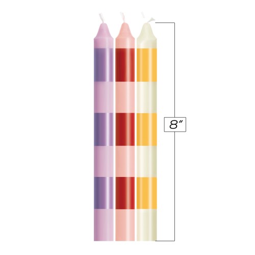 The 9's Warm-Drip Candles Pastellines Stripes Pack of 3