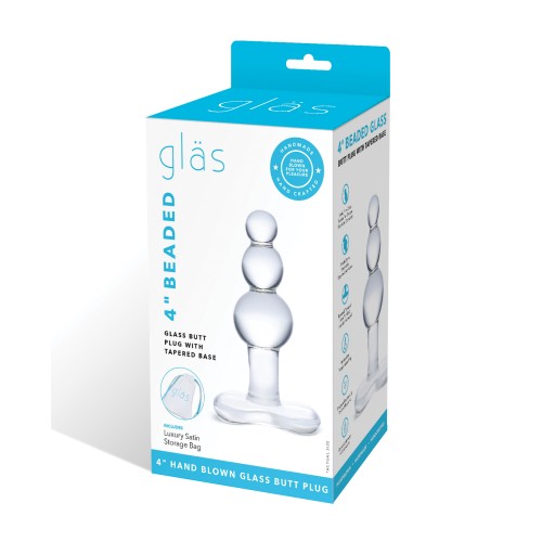 Glas Beaded Glass Butt Plug Clear