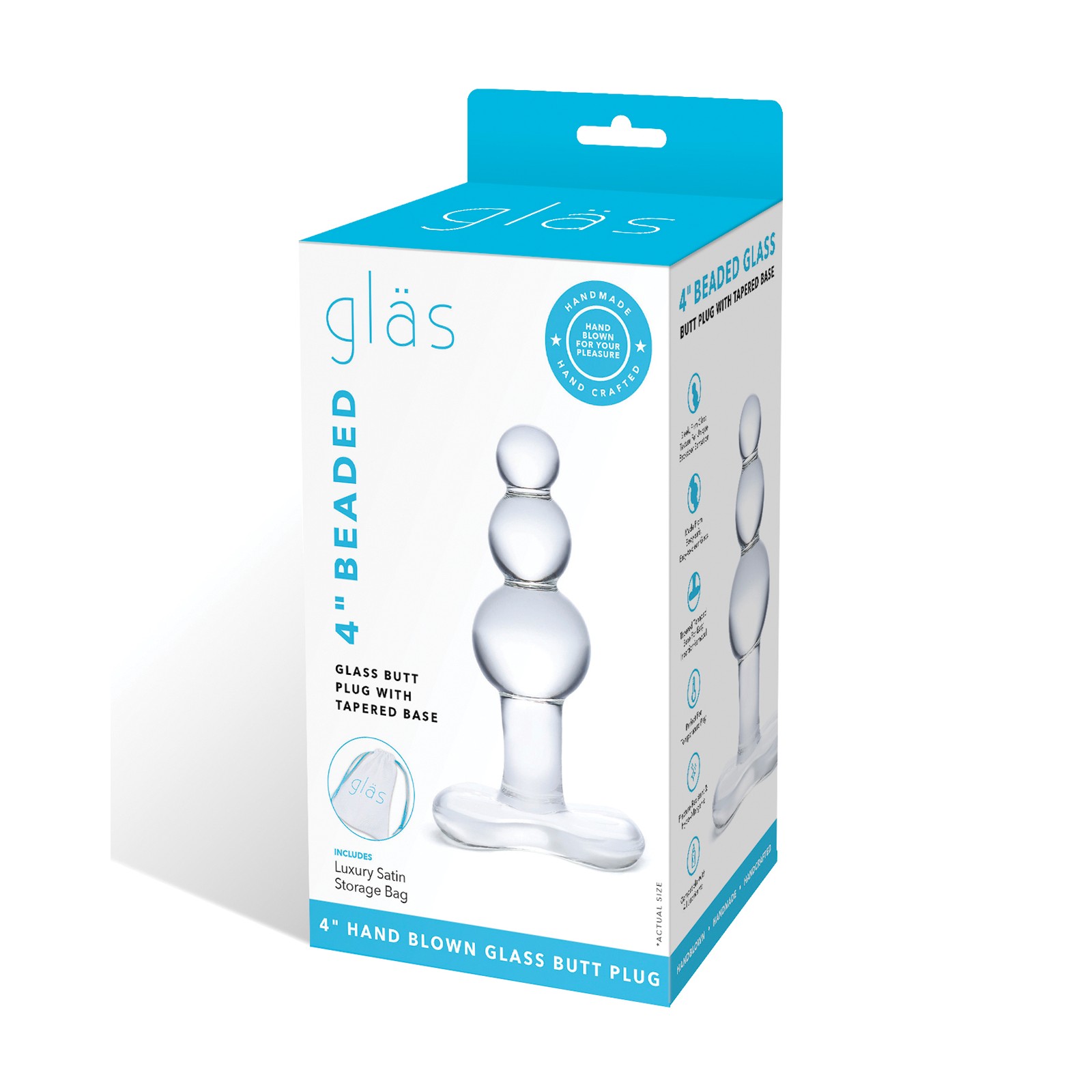 Glas Beaded Glass Butt Plug Clear