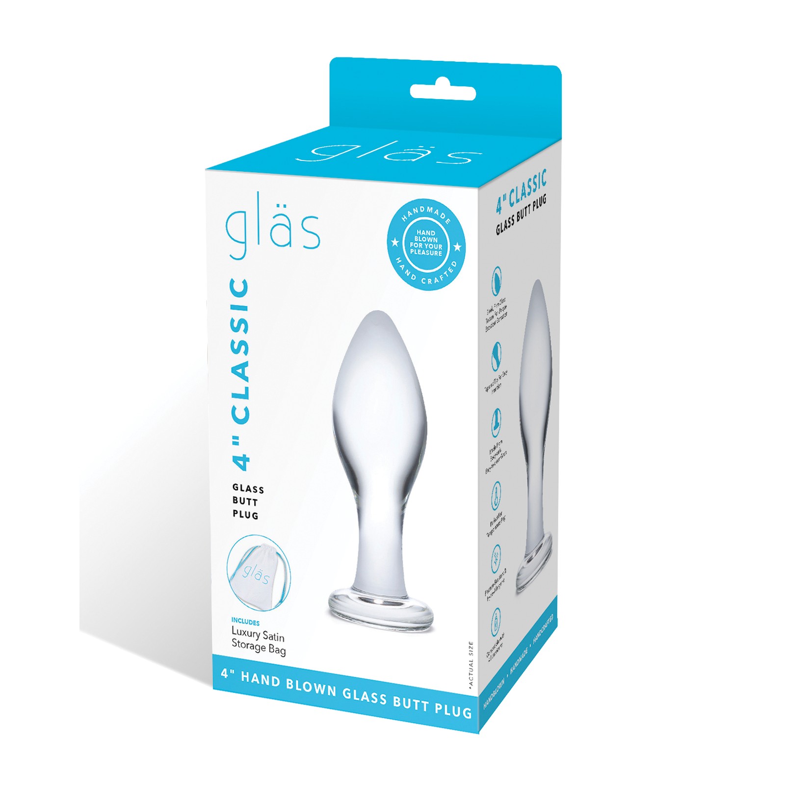 Classic 4-Inch Clear Glass Butt Plug - Beginner Friendly