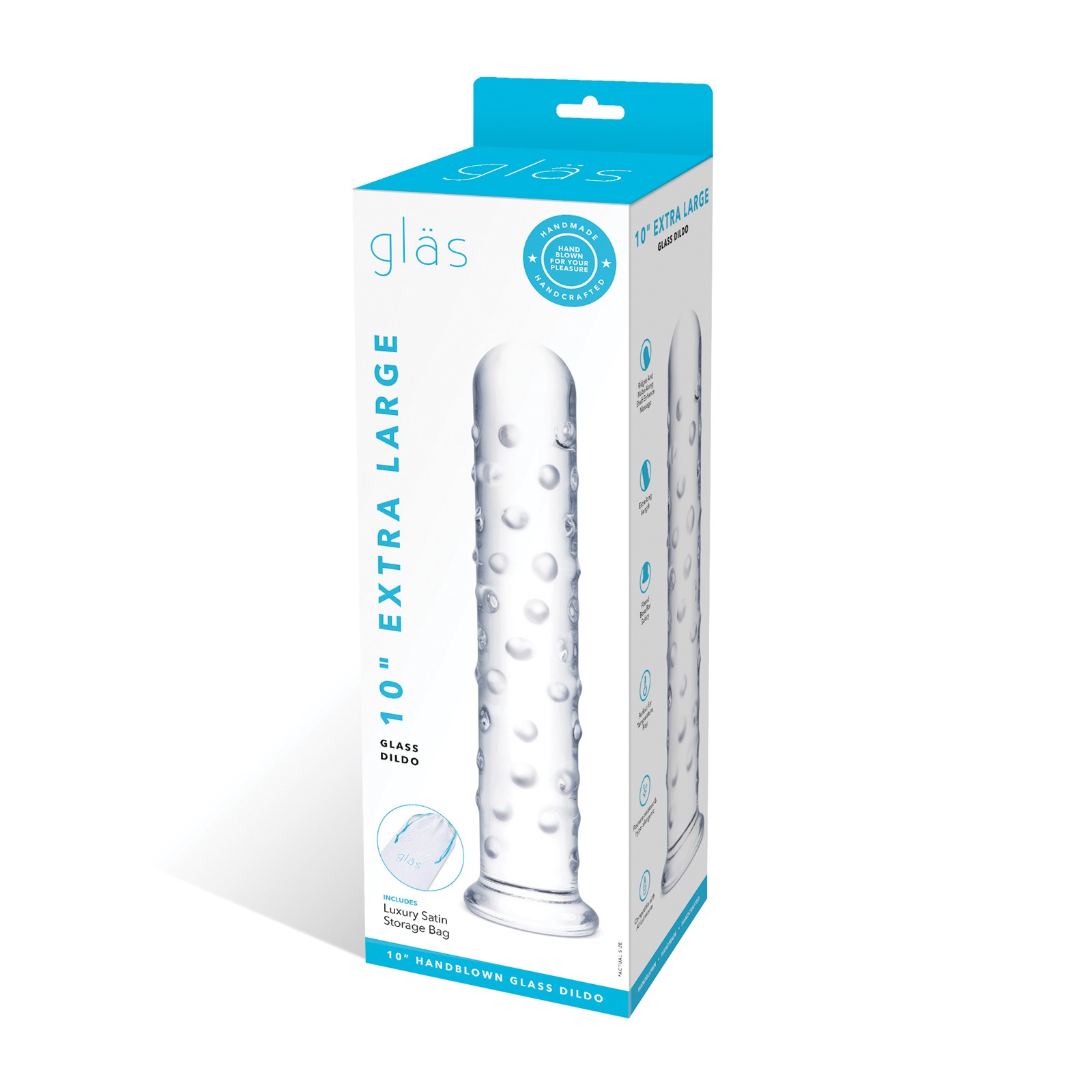 Dildo de Vidrio Extra Grande 10 Pulgadas Claro