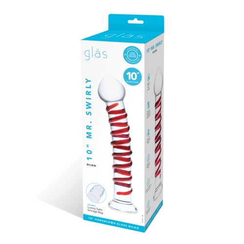 Dildo Glas 10" Mr. Swirly Rojo