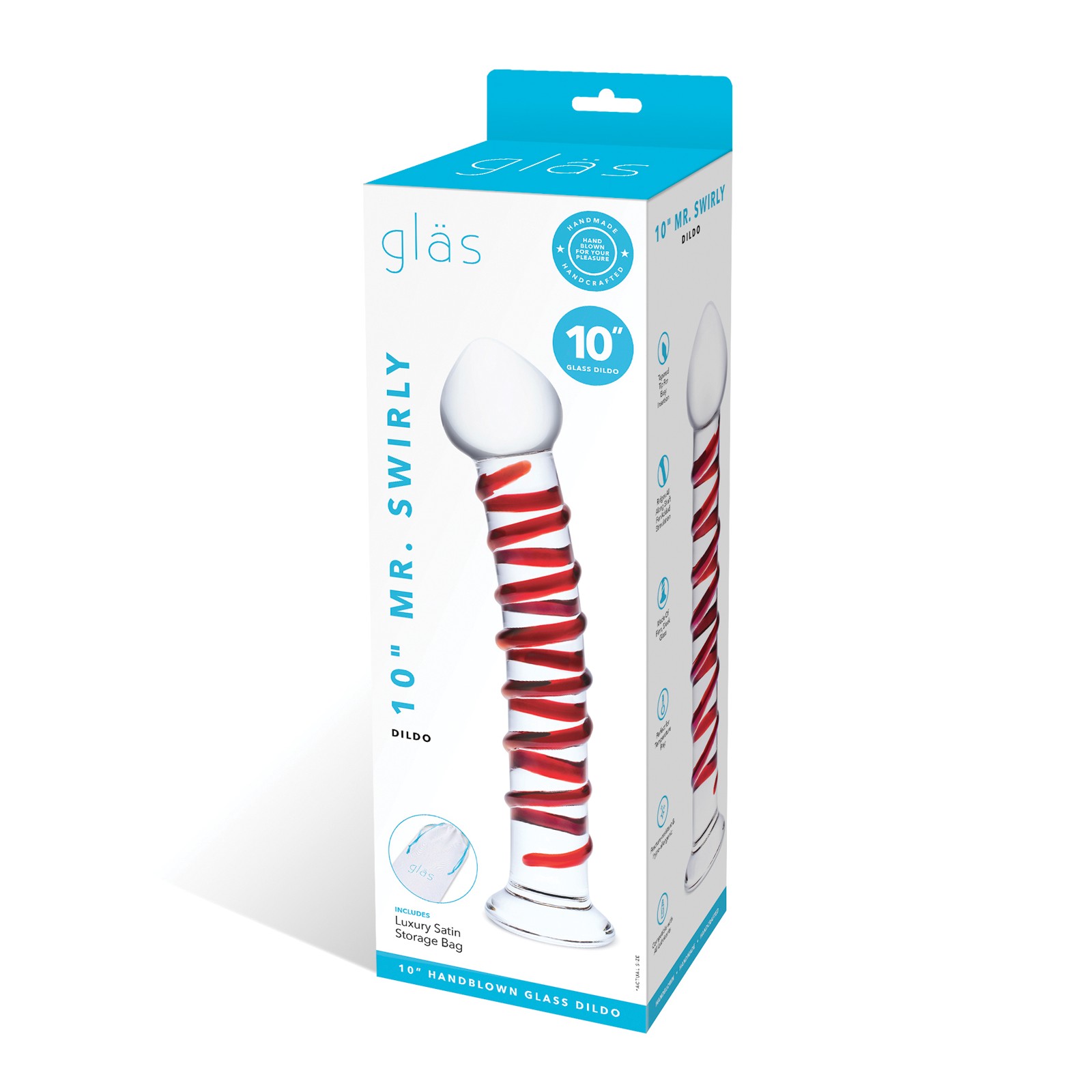 Glas 10" Mr. Swirly Dildo Red