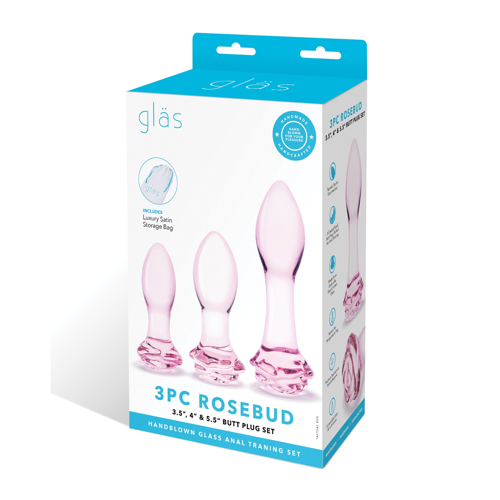 Juego de Plug Anal Rosebud de Glas