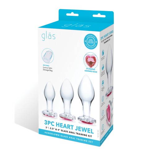 Glas 3 Piece Heart Jewel Glass Anal Training Kit