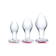 Glas 3 Piece Heart Jewel Glass Anal Training Kit