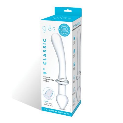 Glas 9 Inches Classic Curved Dual Ended Dildo Clear