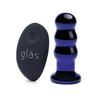 Glas Vibrating Beaded Butt Plug - Blue