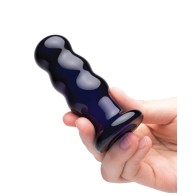 Glas Vibrating Beaded Butt Plug - Blue