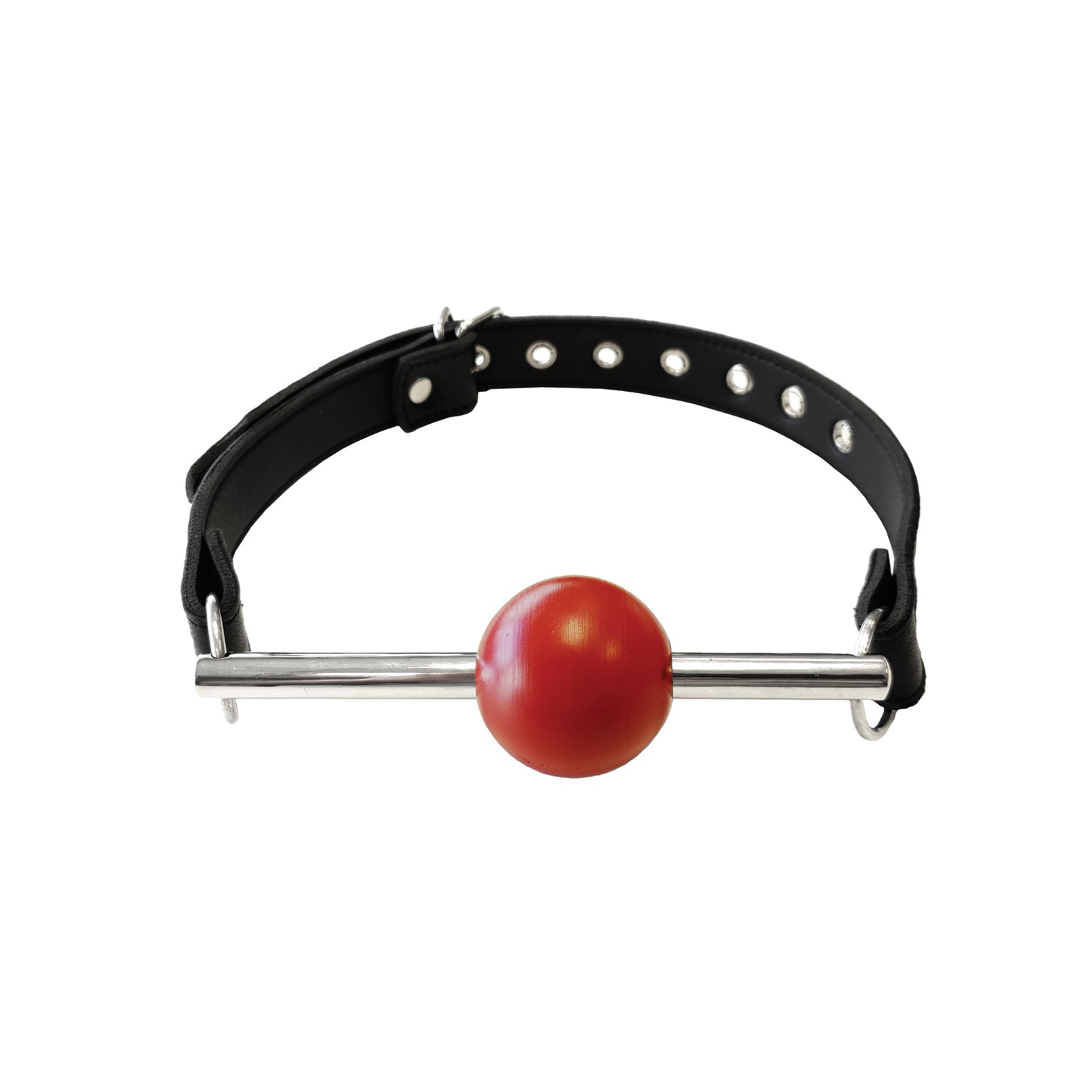 Rouge Leather Ball Gag - Black with Red