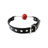 Rouge Leather Ball Gag - Black with Red