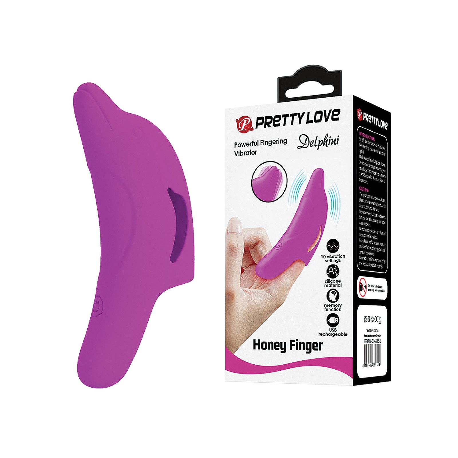 Pretty Love Delphini Dolphin Honey Finger Vibe - Fuchsia