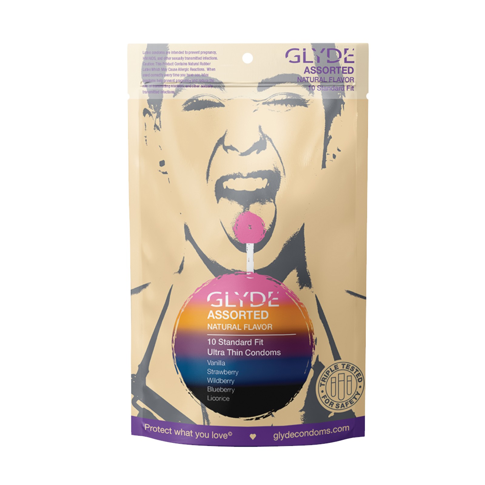 Glyde Assorted Flavors Condoms - Pack of 10