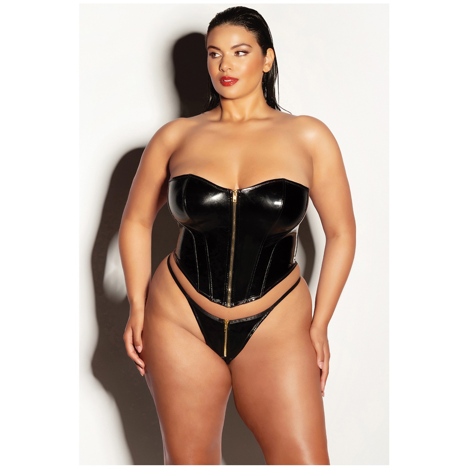 FETISH Rider Vinyl Bustier with Front Zipper for Curvy Comfort