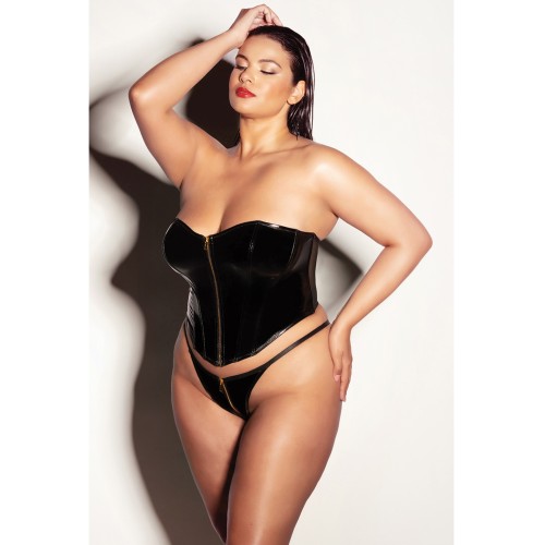 FETISH Rider Vinyl Bustier with Front Zipper for Curvy Comfort