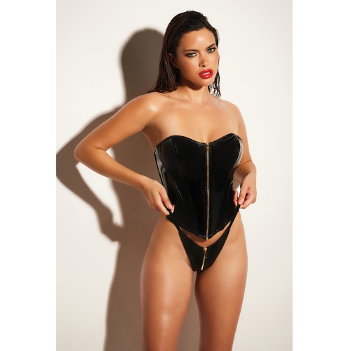 Conjunto Bustier de Vinilo FETISH Rider y Panty para Moda Atrevida