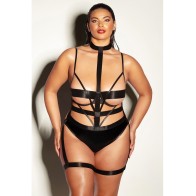 Fetish Lethal Peek-A-Boo Teddy with Choker Black 1X