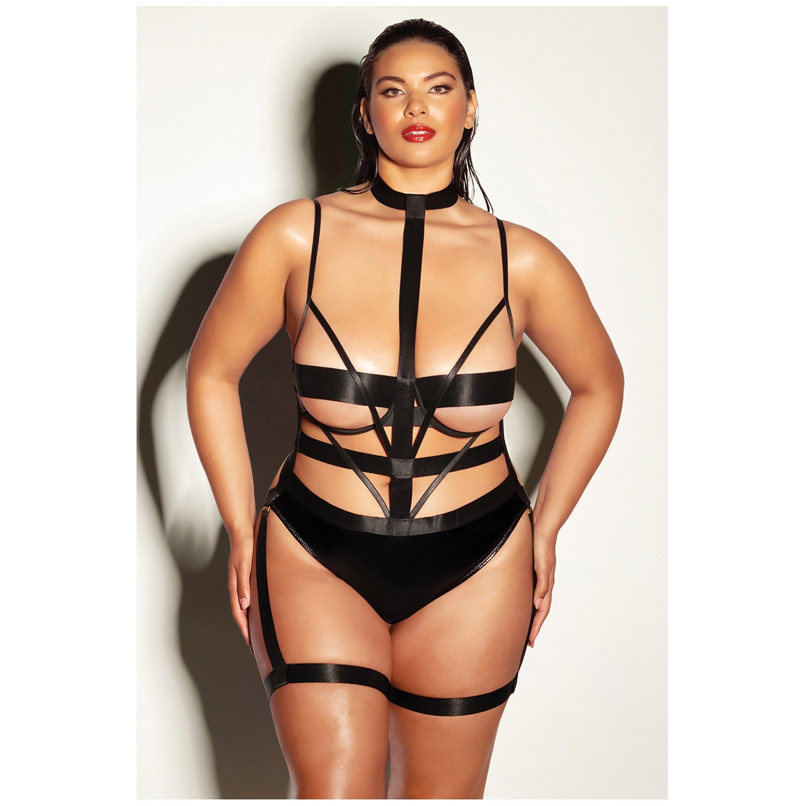 Teddy Peek A Boo Fetish Curvy Lethal Negro 2X para Seducción