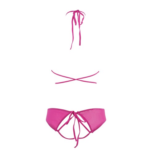 Allure Marley Mesh Peek A Boo Set - Hot Pink