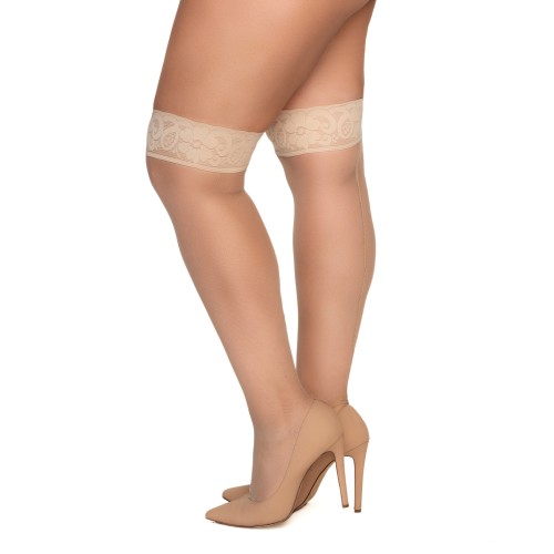 Nude Mesh Thigh High Stockings for All Body Types