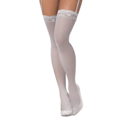 Mesh Thigh High Stockings Shoreline Grey