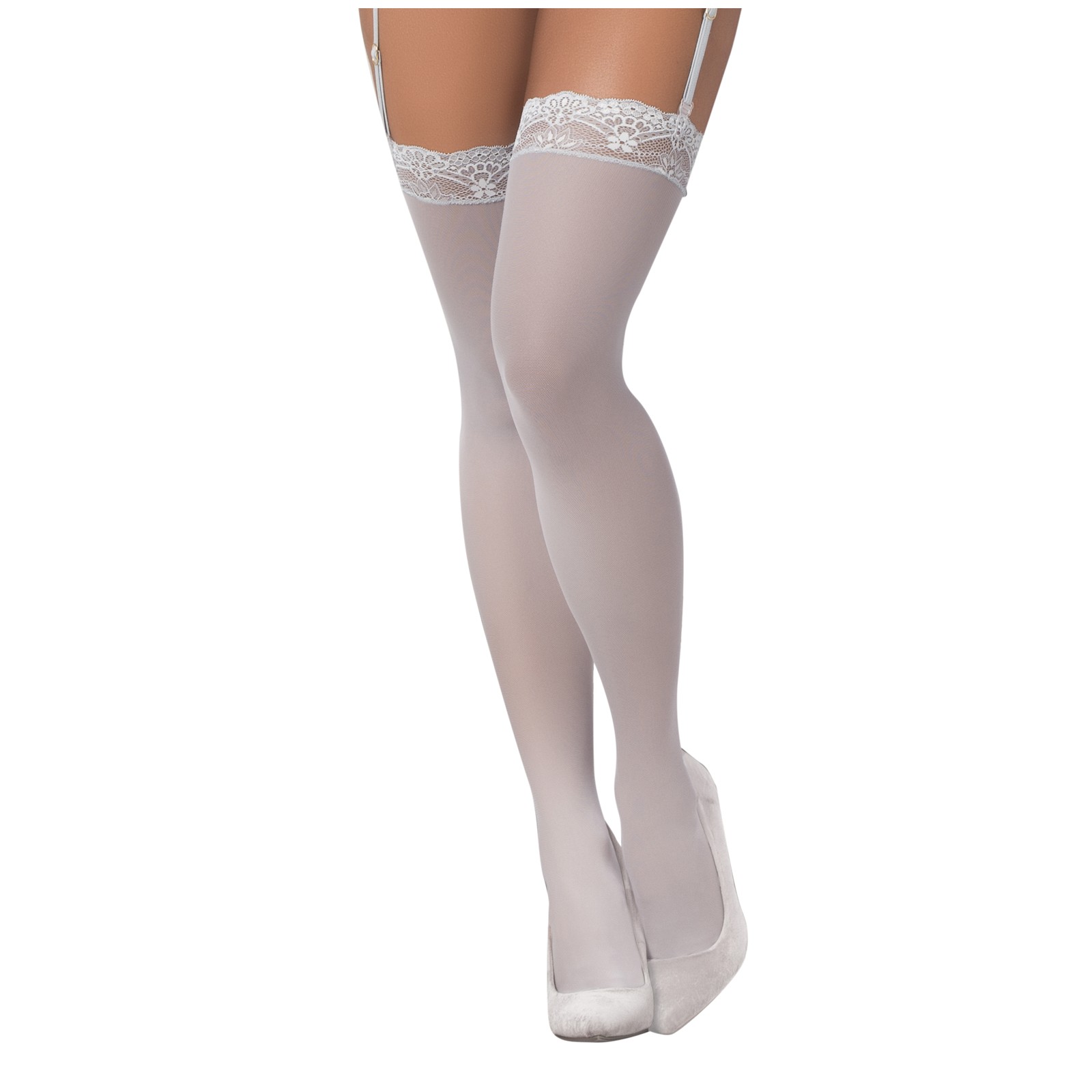 Mesh Thigh High Stockings Shoreline Grey