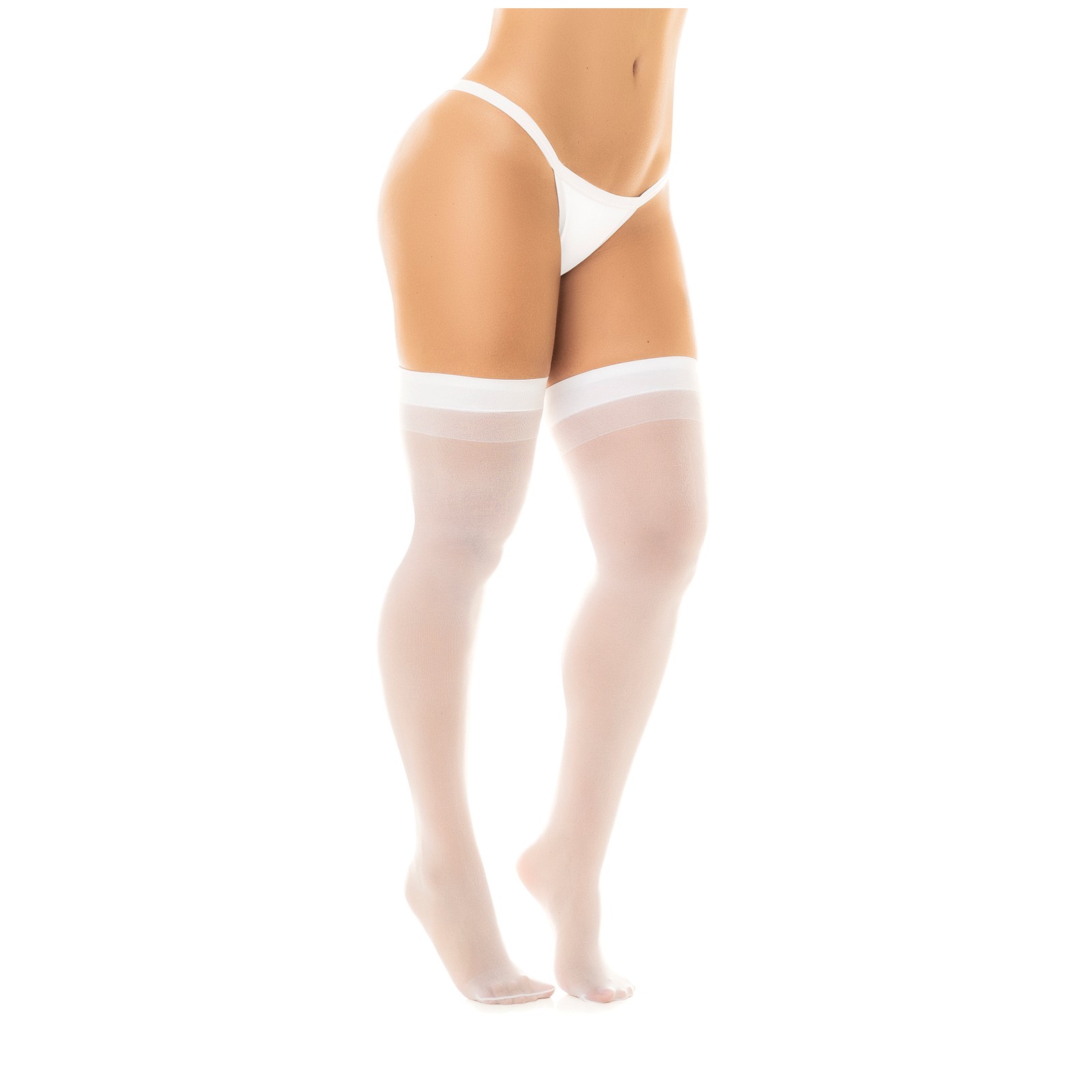 Sheer Thigh High Stockings White O/S