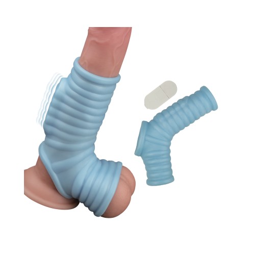 Vibrating Ribbed Fit Sleeve Blue