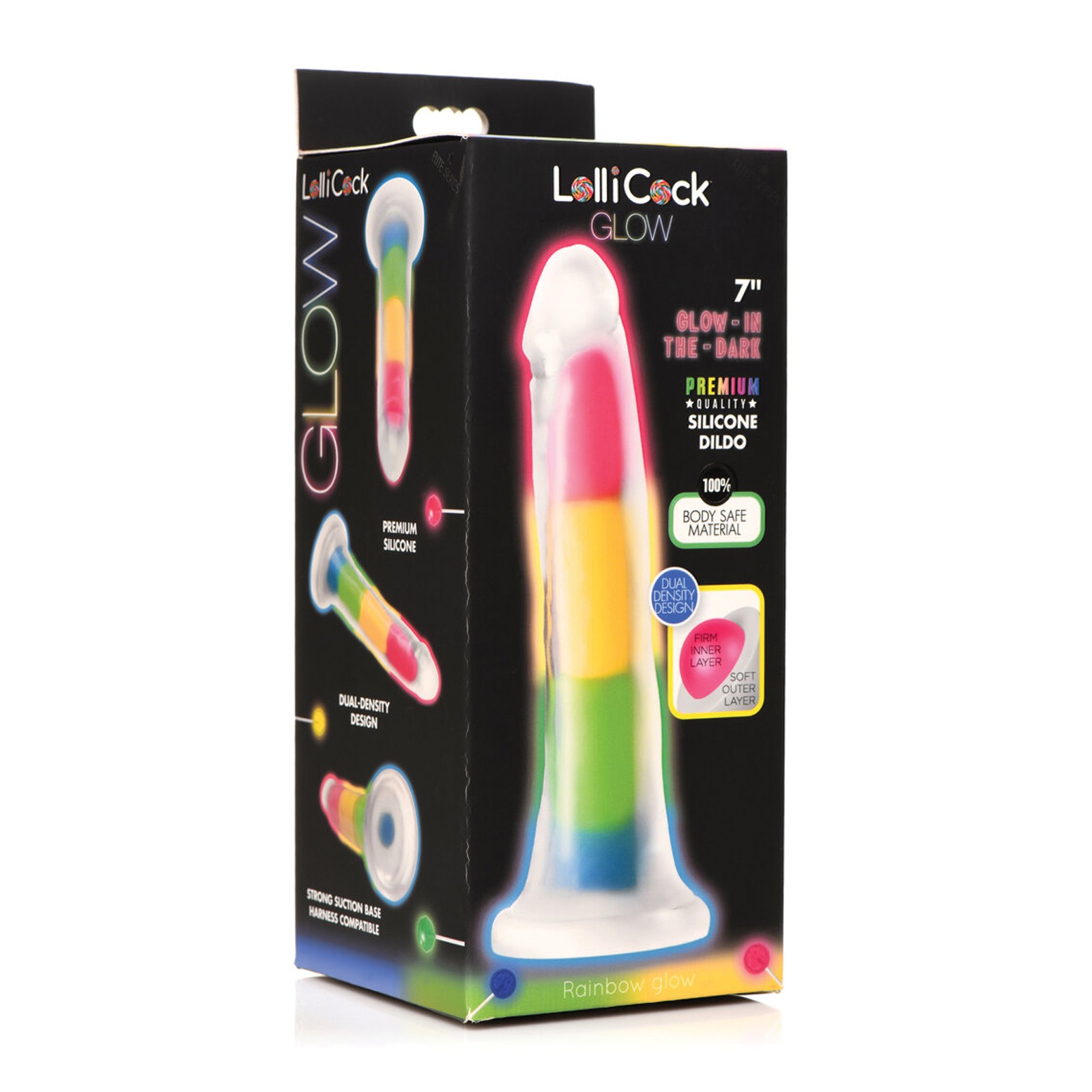 Curve Toys Rainbow Glow in the Dark Dildo 7 inch