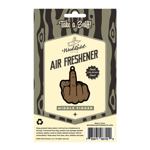 Wood Rocket Middle Finger Air Freshener Cologne