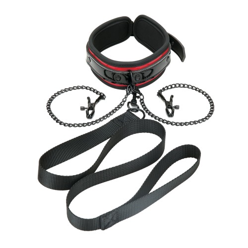 WhipSmart Heartbreaker Collar and Leash Set Black Red