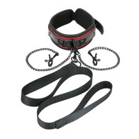 WhipSmart Heartbreaker Collar and Leash Set Black Red