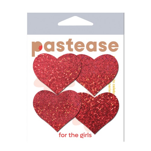 Pastease Premium Petites Glitter Heart - Red O/S Pack of 2 Pair