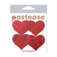 Pastease Premium Petites Corazón Brillante - Rojo O/S Paquete de 2 Pares