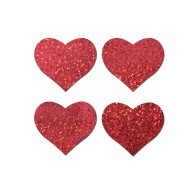 Pastease Premium Petites Glitter Heart - Red O/S Pack of 2 Pair