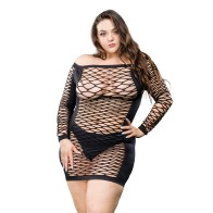 Beverly Hills Naughty Girl Long Sleeve Diamond Mesh Dress Black Queen