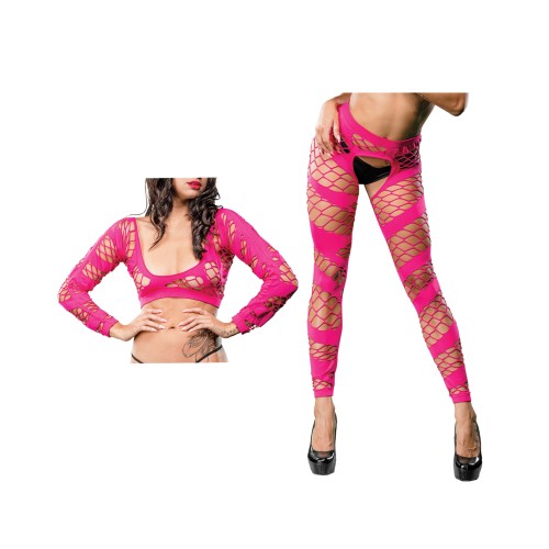 Leggings Rosa Crotchless de Malla y Red